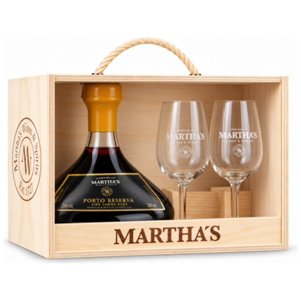 Martha’s Decanter Nobel Reserva Port incl. Houten kist en 2 glazen